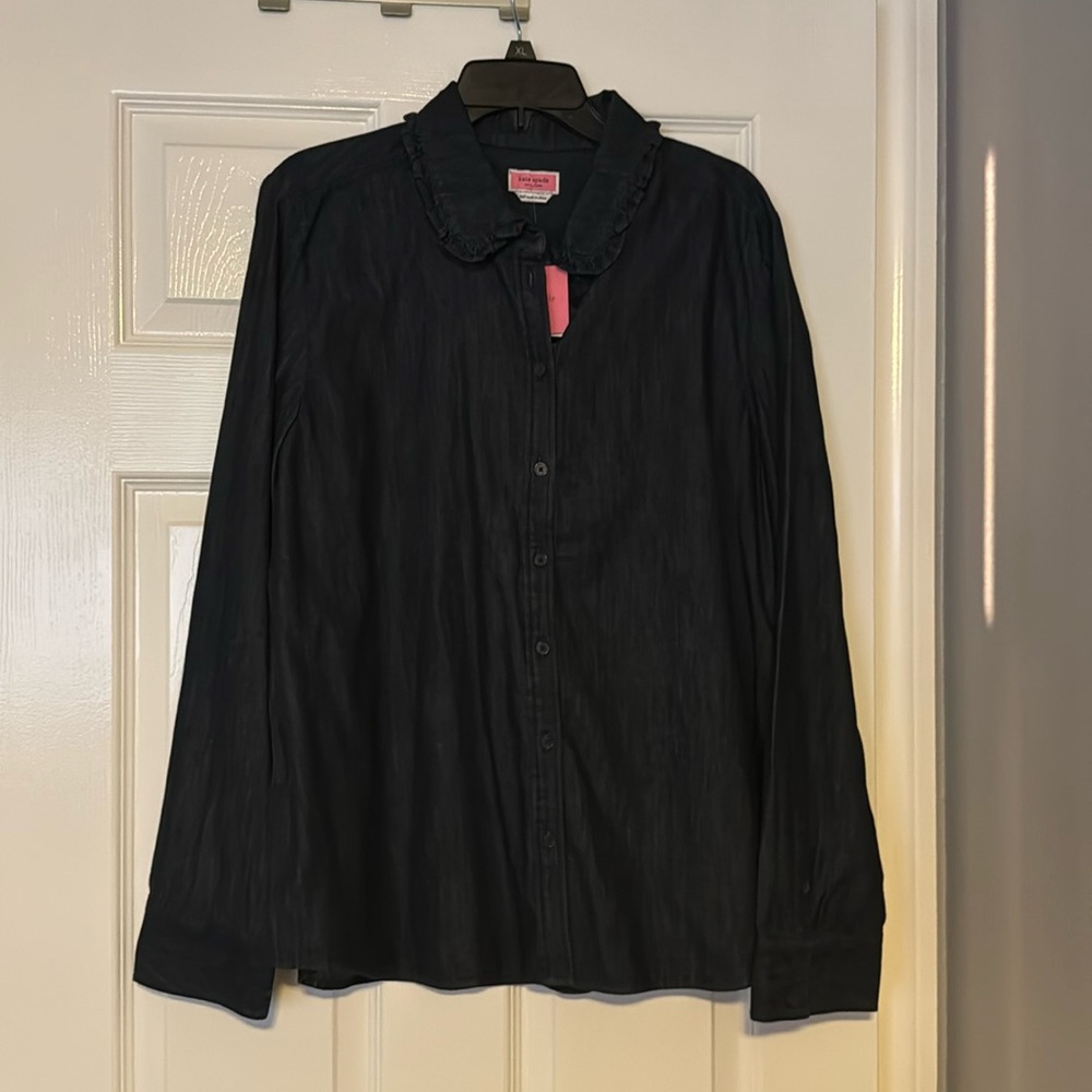 Kate Spade ruffle denim shirt